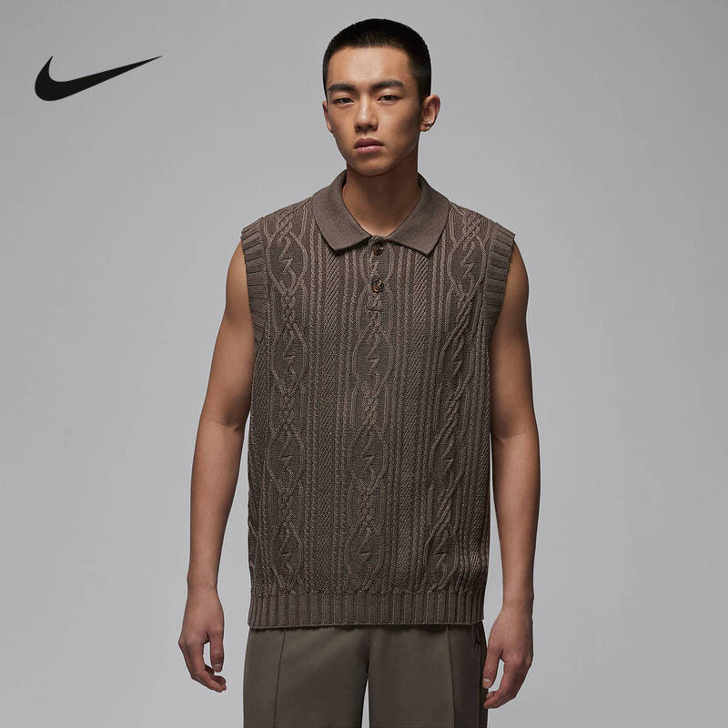 Jordan Nike Men's Loose Golf Sleeveless Sweater Spring New Style Layered Lapel Vest Hq8687-040