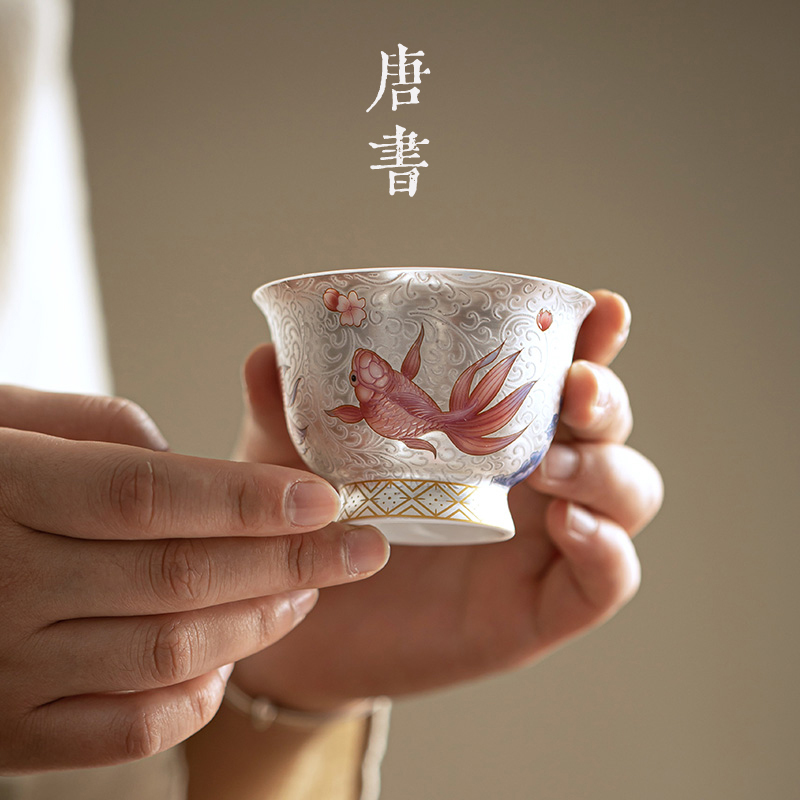 Filigree Silver Tea Cup, Enamel Master Cup, Personal Tea Cup, Single Cup, Ceramic Kung Fu Tea Set, Household Cup
