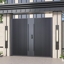 Aluminum alloy villa courtyard door iron art rural self-built house entrance door stainless steel flower yard fence door