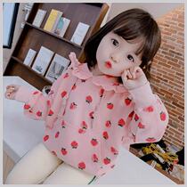 Girl Wei clothing Han version of the wave 2024 Autumn clothes new Yangqi Childrens tennis red Lianhood blouses baby Spring and autumn jersey