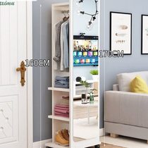 Coat rack mirror integrated dressing mirror full-length floor mirror simple home mobile living room storage cabinet bedroom rotation