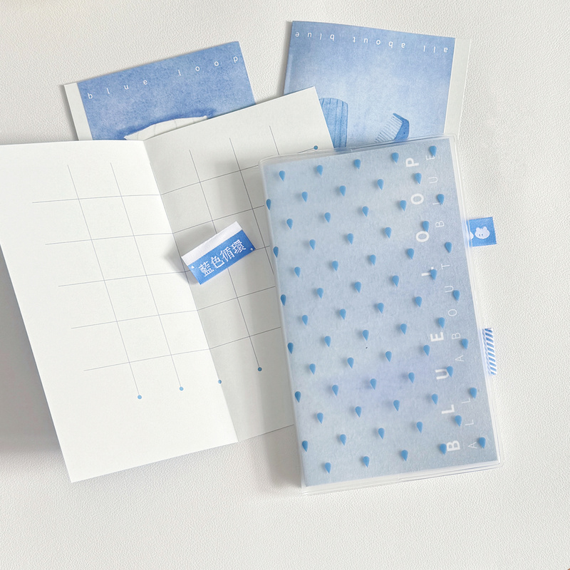Korean-Style Blue Loop Blue Spiral-Bound Notebook, High Aesthetic Value, ins Style, A6 Student Diary, Planner, Notebook