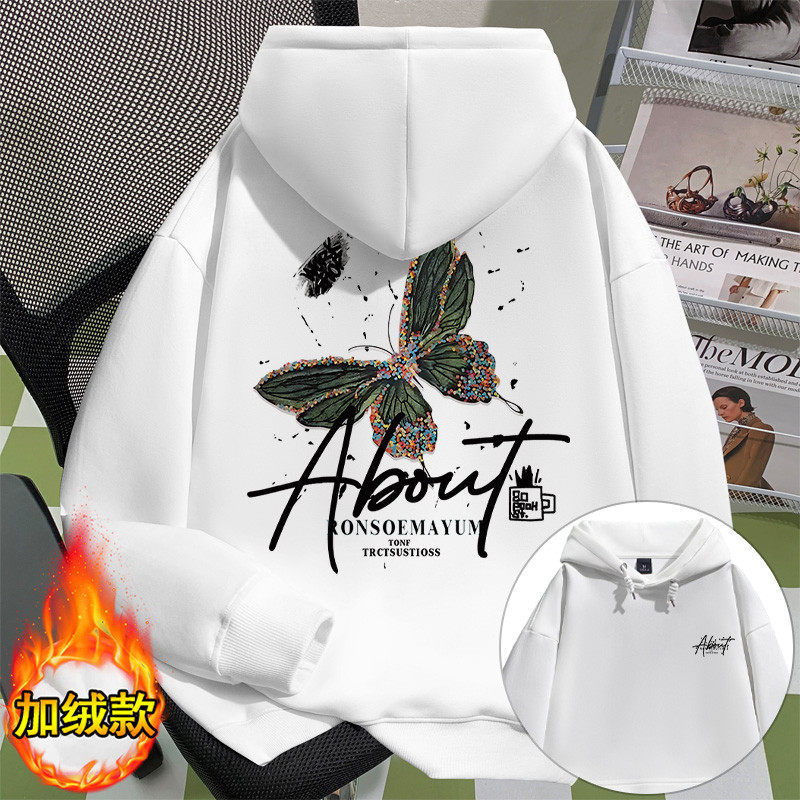 Japanese Retro Simple Heavyweight Long-Sleeve Sweatshirt for Men and Women, Trendy Brand Fashion Casual Loose Hooded Fleece Top