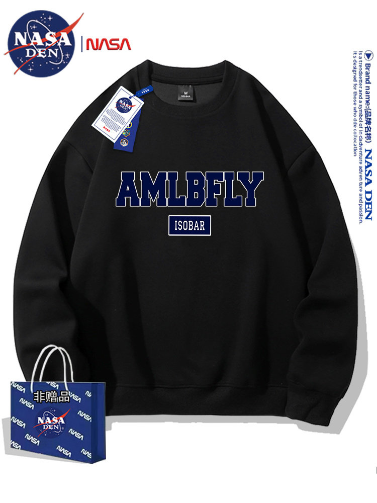 Nasa Co-Branded Heavyweight Long-Sleeve Sweatshirt for Men and Women, Autumn Simple Casual Loose Versatile Crew Neck Top