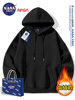 Nasa Co-Branded Autumn and Winter Long-Sleeved Hooded Sweatshirt for Men and Women, Fleece-Lined and Thickened, Casual, Loose, Simple, Solid Color Jacket