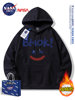 Nasa Co-Branded Hong Kong Style Heavyweight Fleece-Lined Long-Sleeve Sweatshirt for Men and Women, Fashionable Casual Loose-Fitting Versatile Hooded Couple Shirt