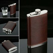5-10 oz Luxury Pocket Hip Flask Brown Leather Vered Small St
