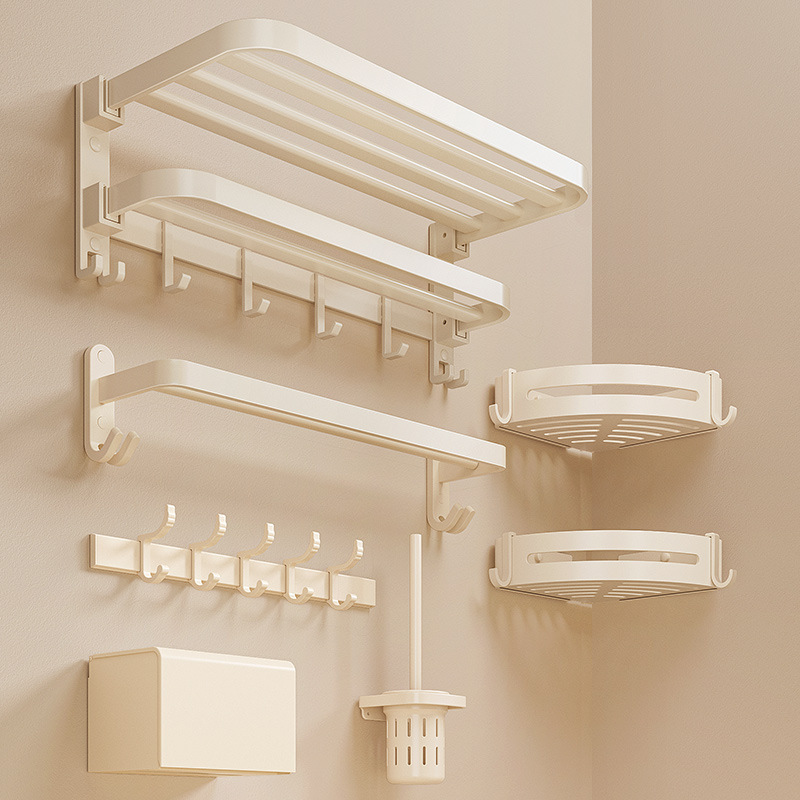 Japanese Joye Towel Rack Bathroom No-Drill Towel Holder Space Aluminum Toilet Cream Style Bathroom Hook Japanese Joye Towel Rack Bathroom No-Drill Towel Holder Space Aluminum Toilet Cream Style Bathroom Hook