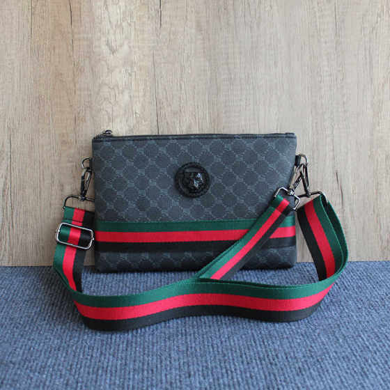 虎头斜挎包多功能手拿背包男士个性条纹单肩包信封包薄款软皮男女