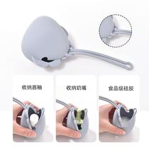 Baby pacifier box silicone baby stroller lanyard teether anti-drop chain portable dustproof pacifier storage box