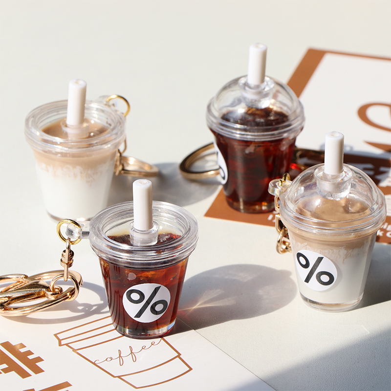 Simulated Coffee Cup Keychain, Simulated Coffee Cup Pendant, Creative and Personalized Latte Pendant, Iced American Latte Pendant