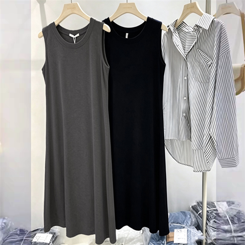 Plus Size 100kg Pure Cotton Inner Slip Dress for Women, 2026 Summer New Style, Loose Base Dress, Sleeveless Long Dress Plus Size 100kg Pure Cotton Inner Slip Dress for Women, 2026 Summer New Style, Loose Base Dress, Sleeveless Long Dress