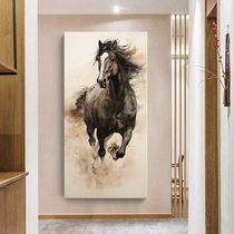 Galloping horse pure hand-painted oil painting new Chinese style entrance hall decorative painting living room acrylic animal texture painting hanging painting