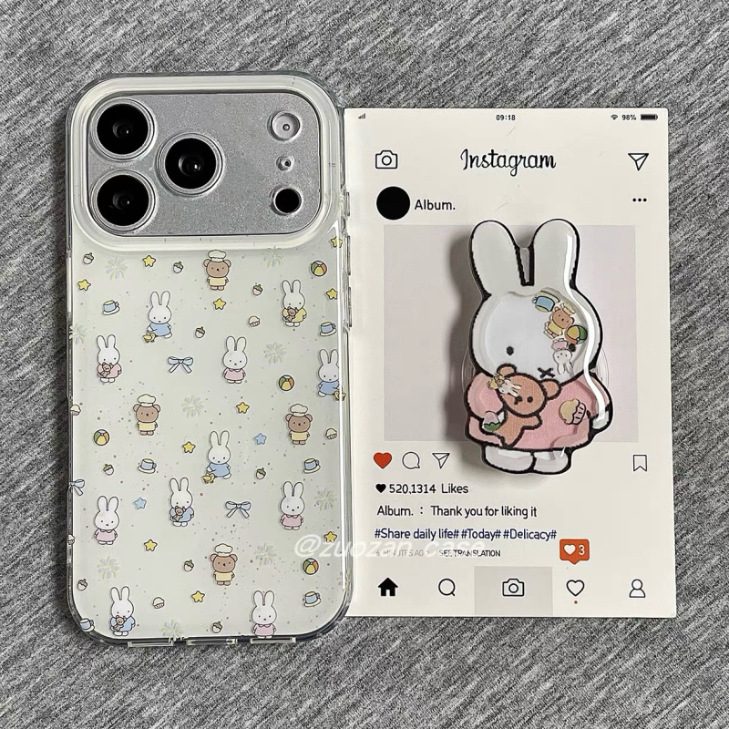 Little Bear Miffy Rabbit Suitable for Samsung S26Ultra/S25 Phone Case S24/S23Fe Creative S25+ Cartoon A15A16A55A56 New Model A35A26A36A57A17 Trendy for Men and Women A73