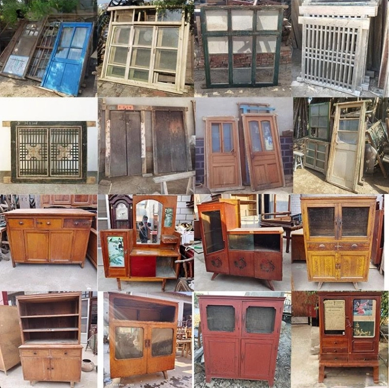8090S Nostalgic Old Furniture Old Wooden Door Old Window Old Bookcase Desk Bookshelf Cabinet Old Objects