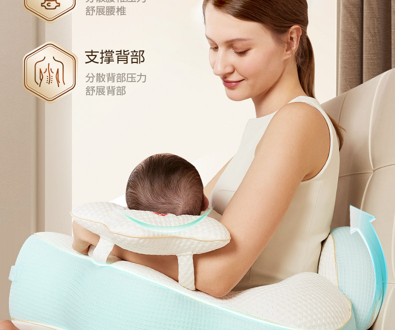 霍格Hoag哺乳枕新生儿喂奶神器亲喂坐喂环抱护腰靠垫喂奶枕头 — 12