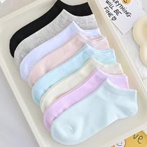 Japanese Unprinted Style Socks Womens Short Socks Pure Cotton Thin Breathable Sweat-Absorbent Solid Color Simple Shallow Mouth Low-cut Boat Socks Cotton Socks