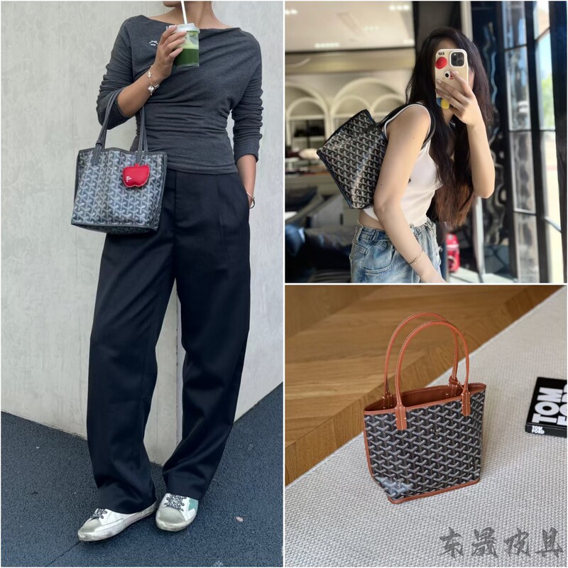 Dog Tooth Mini Tote Bag Small Tote Basket Bag Genuine Leather Shoulder Handbag Double-Sided Mini Tote