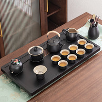 Yanyi (yanyi) tea set complete tea tray set tea set set frosted tea tray with Luoyan black pottery set