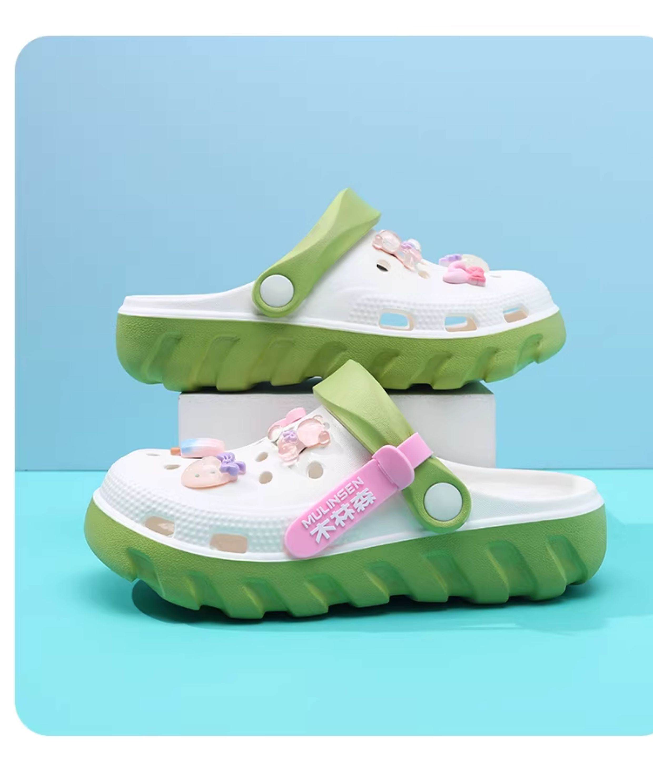 Mlskms-Vautid Girl Hole Shoes New Arrival Outdoor Non-Slip Kids Slippers Cherry Blossom Sandals Baby Girl Beach Shoes — 36