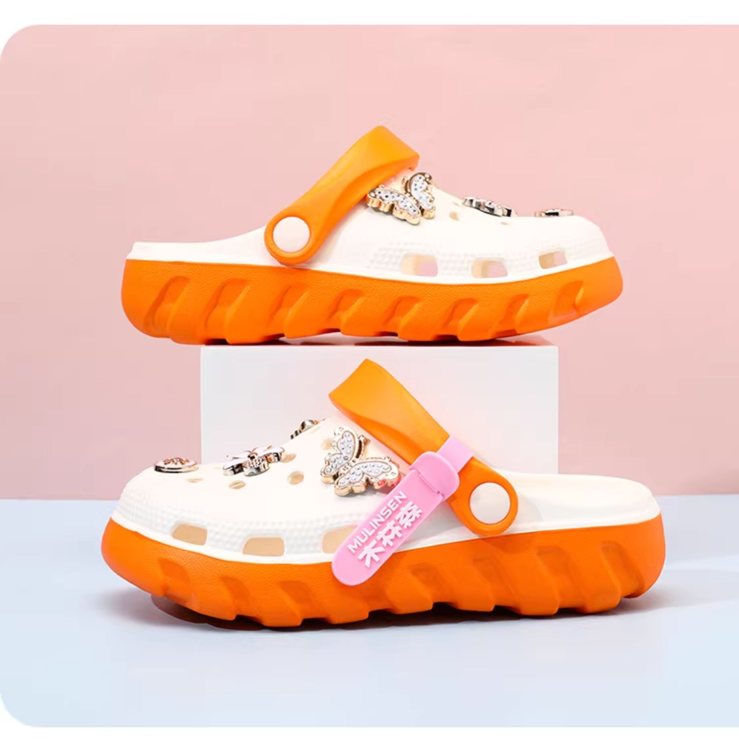 Mlskms-Vautid Girl Hole Shoes New Arrival Outdoor Non-Slip Kids Slippers Cherry Blossom Sandals Baby Girl Beach Shoes — 27