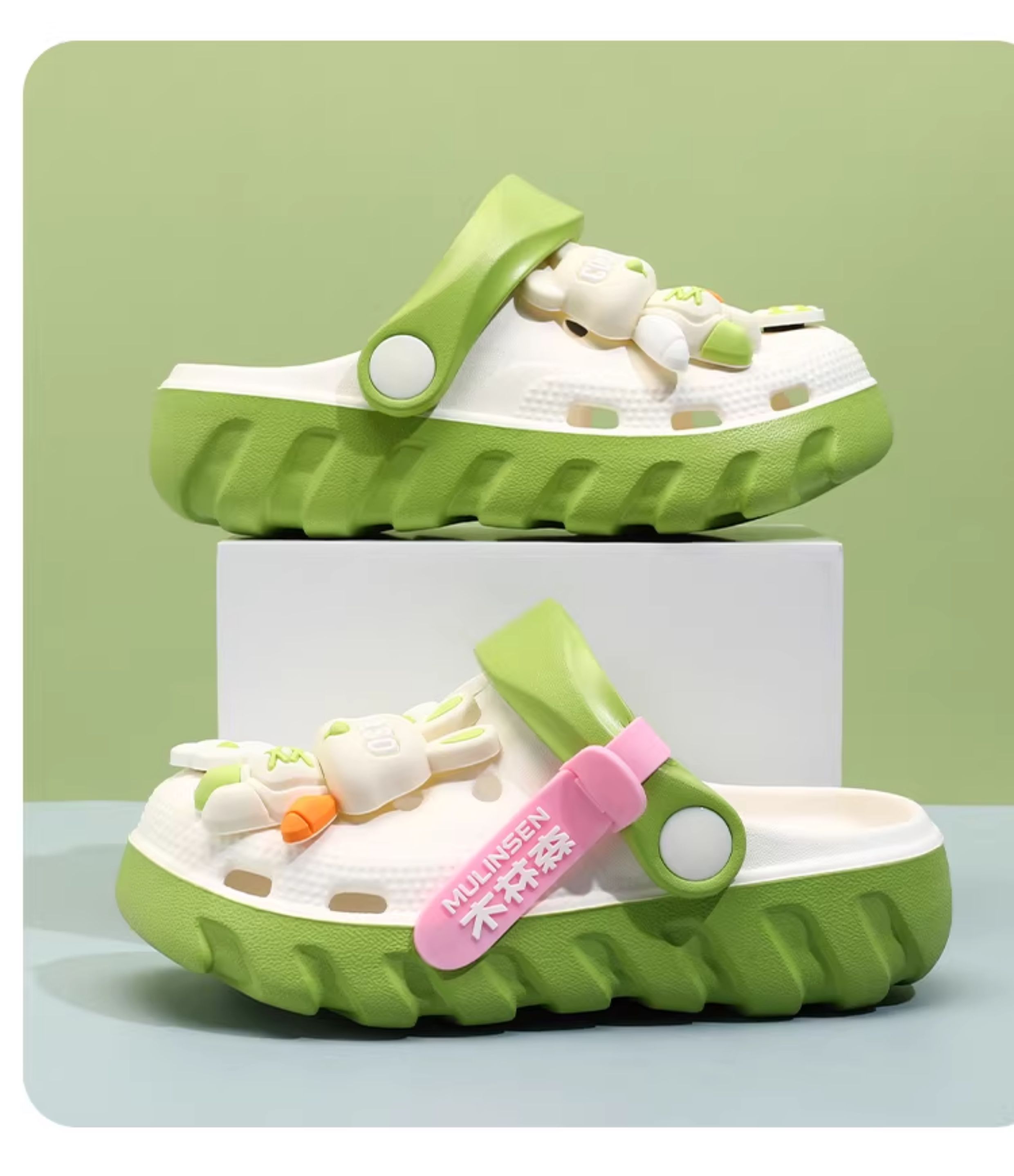 Mlskms-Vautid Girl Hole Shoes New Arrival Outdoor Non-Slip Kids Slippers Cherry Blossom Sandals Baby Girl Beach Shoes — 44
