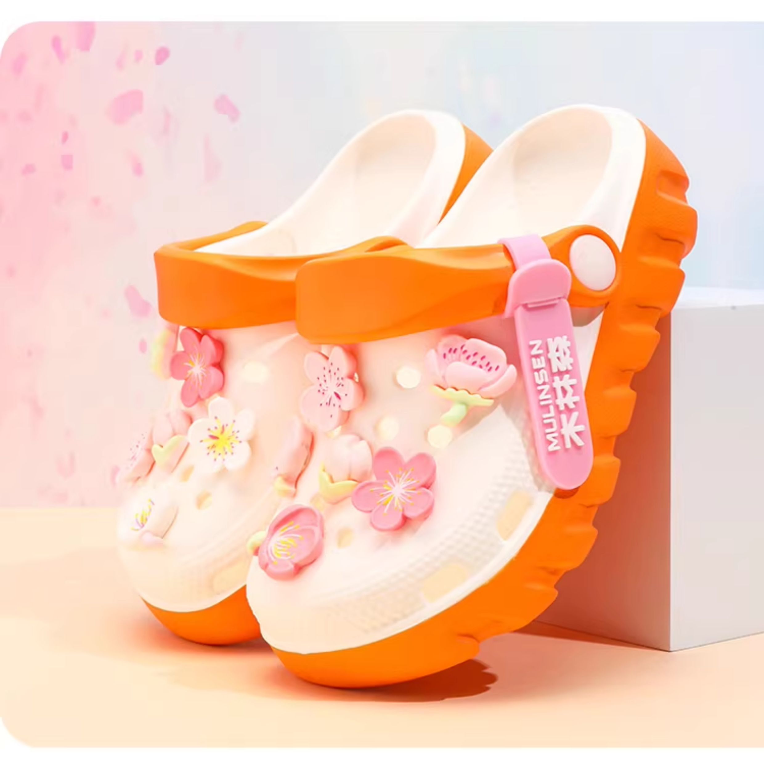 Mlskms-Vautid Girl Hole Shoes New Arrival Outdoor Non-Slip Kids Slippers Cherry Blossom Sandals Baby Girl Beach Shoes — 12