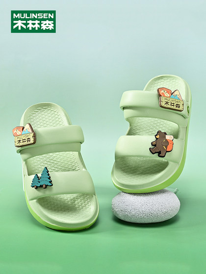 木林森儿童拖鞋夏季新款男童凉鞋外出防滑软底宝宝女童小熊凉拖鞋