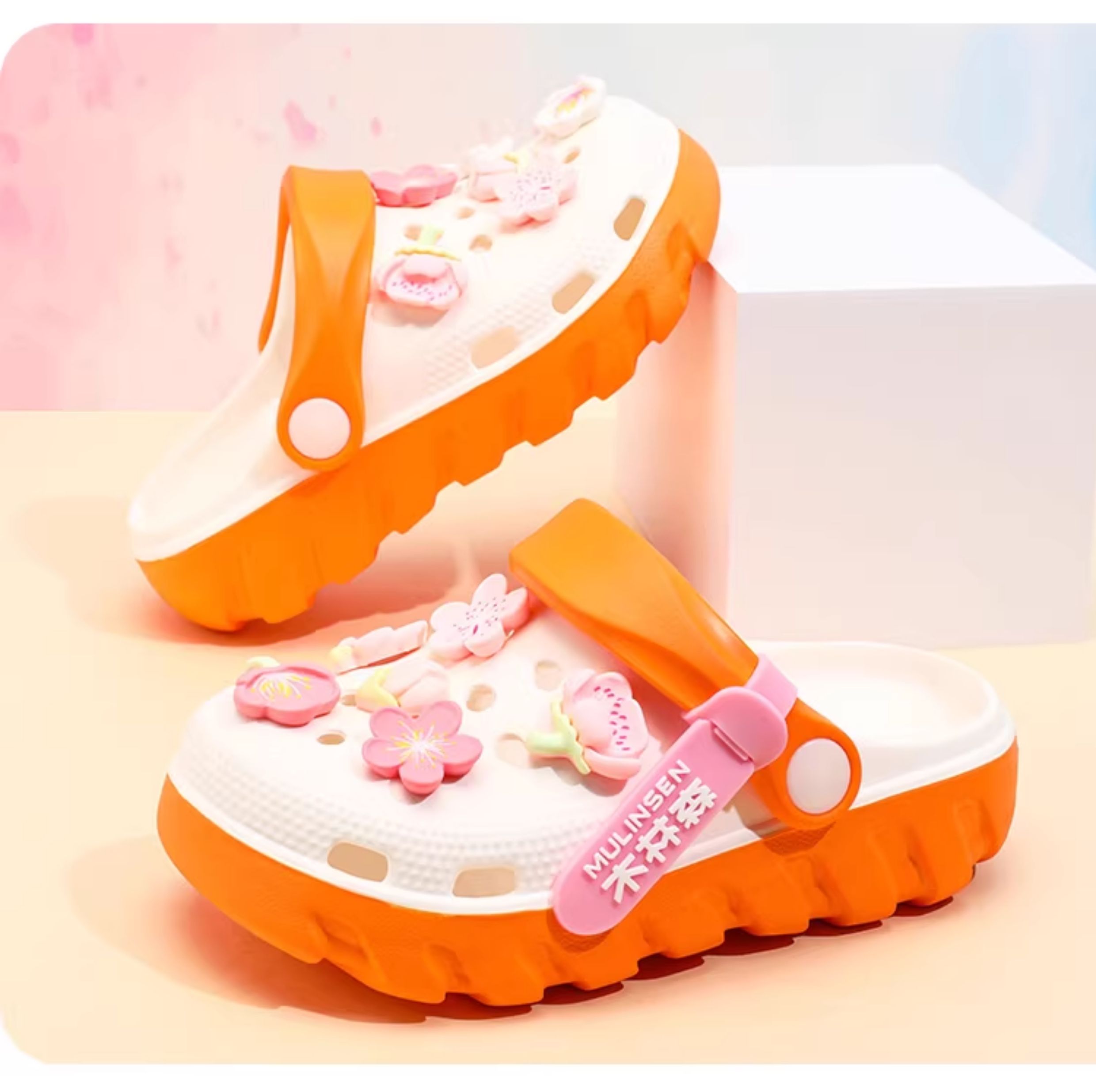 Mlskms-Vautid Girl Hole Shoes New Arrival Outdoor Non-Slip Kids Slippers Cherry Blossom Sandals Baby Girl Beach Shoes — 11
