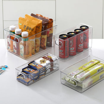 Refrigerator storage box transparent pet food grade kitchen food storage box hand-held superimposed desktop organization