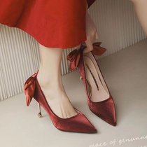 Pointed toe high heels stiletto heels 2024 new style bow tie work shoes fashionable pumps large quantity and favorable price