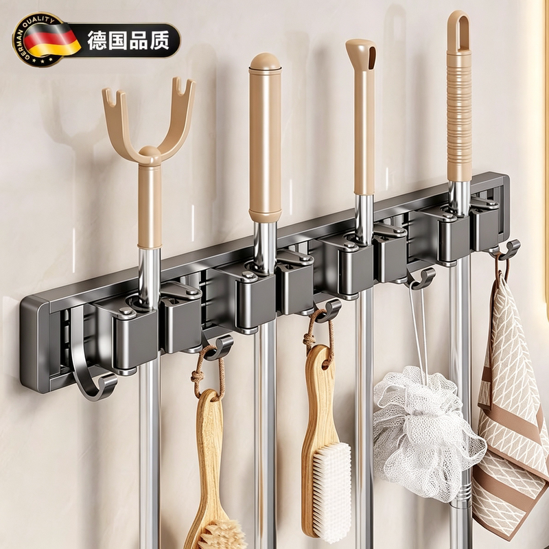German Mop Wall-Mounted Clip, No-Drill Hook, Bathroom Organizer Clip, Storage Buckle, Broom Holder German Mop Wall-Mounted Clip, No-Drill Hook, Bathroom Organizer Clip, Storage Buckle, Broom Holder