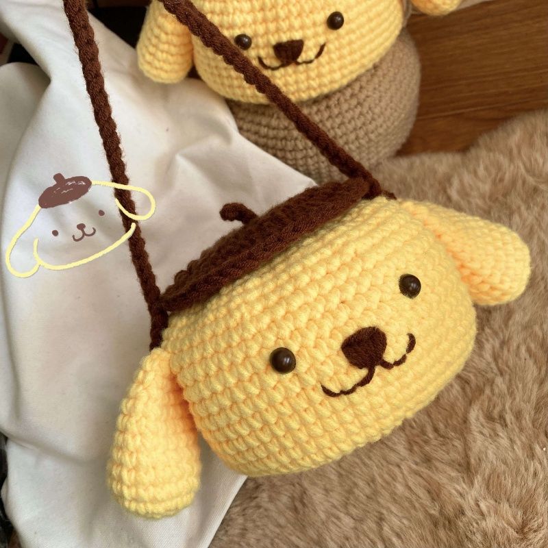 Pudding Dog Handbag, Handmade Crochet DIY LAOSHU Crossbody Shoulder Bag Material Kit, Gift for Girlfriend or Best Friend Pudding Dog Handbag, Handmade Crochet DIY LAOSHU Crossbody Shoulder Bag Material Kit, Gift for Girlfriend or Best Friend