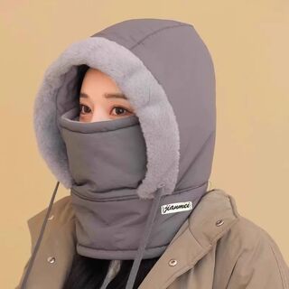 Winter warm lei feng hat plus velvet thickened coldproof all-in-one hat outdoor windproof cycling wz