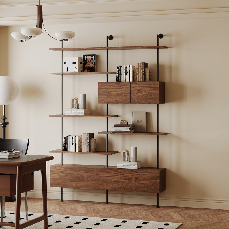 Italian-Style Trendy Bookshelf Living Room Background Wall Integrated Storage Cabinet Display Rack Multi-Layer Adjustable Display Shelf Italian-Style Trendy Bookshelf Living Room Background Wall Integrated Storage Cabinet Display Rack Multi-Layer Adjustable Display Shelf