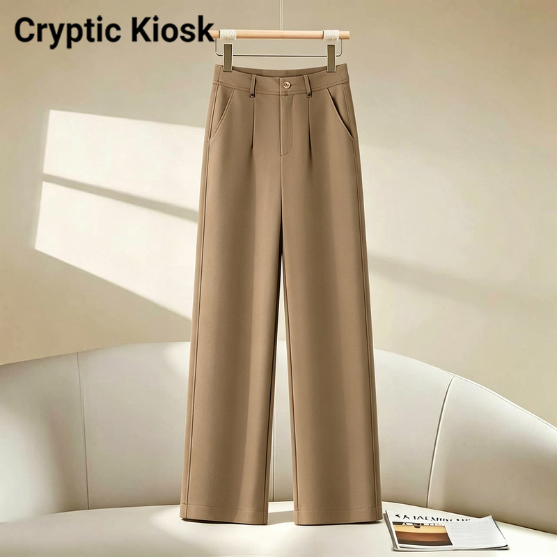 Cryptic Kiosk High-Waisted Narrow Wide-Leg Pants for Women 2026 Autumn New Versatile Casual Straight-Leg Trousers Cryptic Kiosk High-Waisted Narrow Wide-Leg Pants for Women 2026 Autumn New Versatile Casual Straight-Leg Trousers