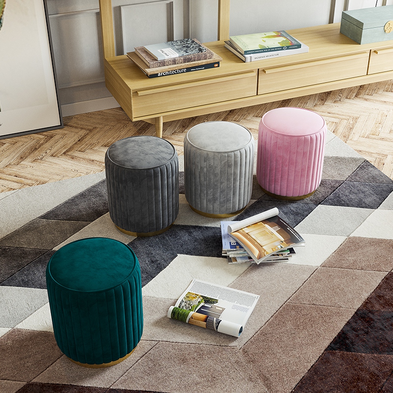 Nordic light luxury shoe stool home low stool sofa stool net red fashion small stool bedroom fabric dresser round stool