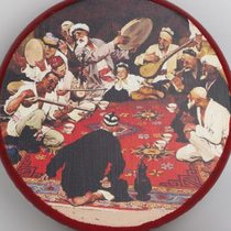 Xinjiang tambourine Uyghur handmade ethnic musical instrument painted tambourine performance solid wood cowhide drum model A 15cm