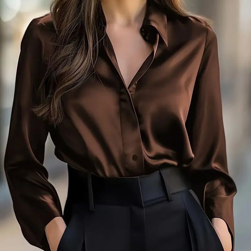 3-Layer Triacetate Satin Silk Shirt for Women, 2025 Spring and Autumn New Style, High-End, Elegant, Slimming, Versatile Blouse 3-Layer Triacetate Satin Silk Shirt for Women, 2025 Spring and Autumn New Style, High-End, Elegant, Slimming, Versatile Blouse