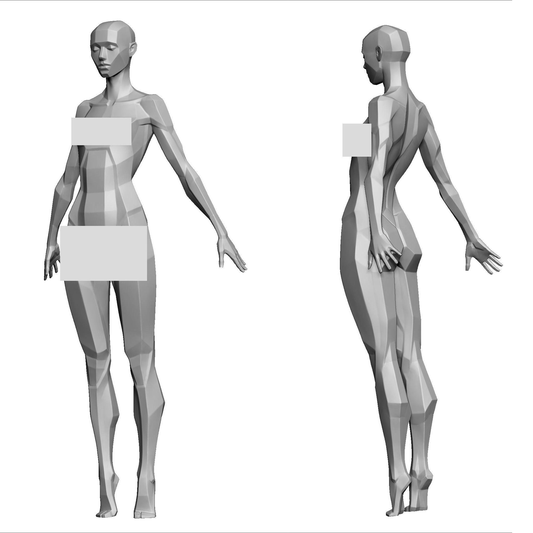 【限定価格セール！】 女性人体3d模型obj格式zb块面人体切面结构雕刻归纳塑造高模stl 人体模型