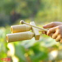 Early childhood education center educational Orff percussion instrument wooden high and low bangs double-sounding barrel frog croaking barrel direct sale and customization