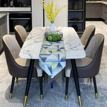 Nordic slate dining table and chair combination Home small apartment dining table Hotel light luxury rectangular dining table