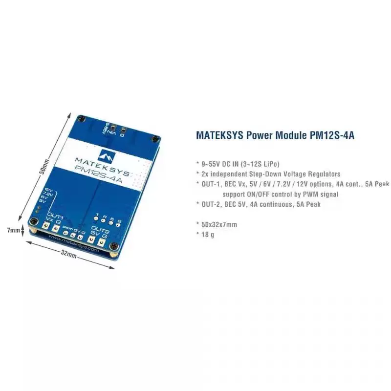 MATEK power module PM12S-4A model aircraft drone step-down voltage regulator Module voltage 9-55V with TVS