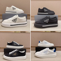 Pradas new summer casual sneakers for men popular fashionable soft-soled sports genuine leather mens white shoes