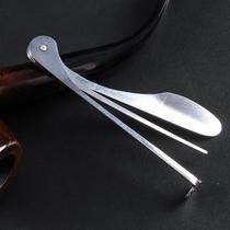 Customized stainless steel cigarette knife and pipe cleaning tool metal pressure rod scraper and needle three-in-one