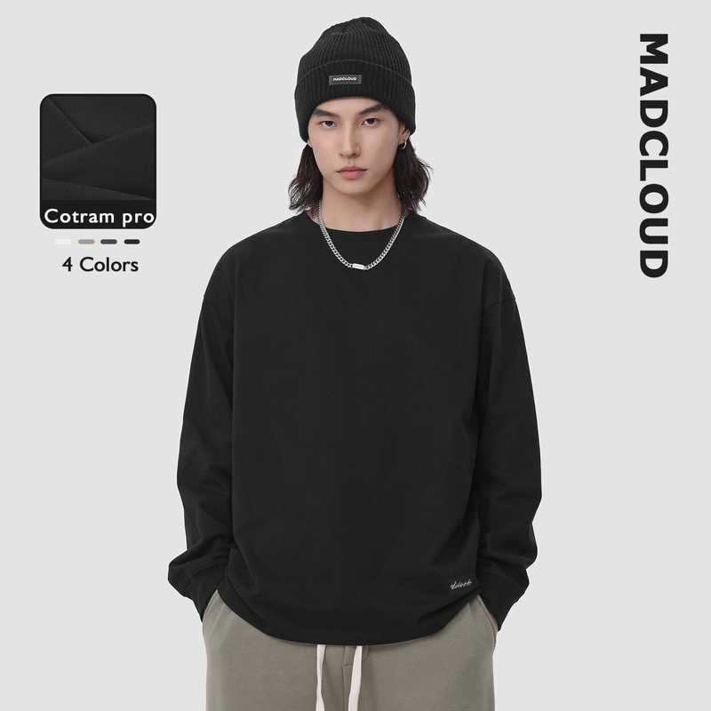 Madcloud | Cotram-Pro ™ Long-Staple Cotton Series Heavyweight Pure Cotton Base Shirt Solid Color Long-Sleeve T-Shirt for Men
