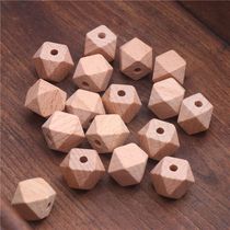 10-20mm Geometric Beech Wood Beads Faceted Hexagon Teether C