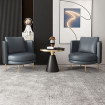 Light luxury leather sofa combination shop cafe small wine bar revolving reception single sofa chair