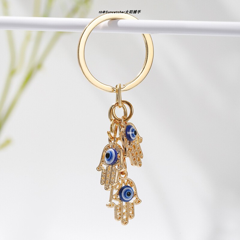 Hamsa Hand of Fatima Blue Eyes Keychain Butterfly Key of Life Evil Eye Devil Eyes Ornament