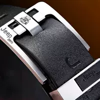 Серебряная пряжка Черный ремень